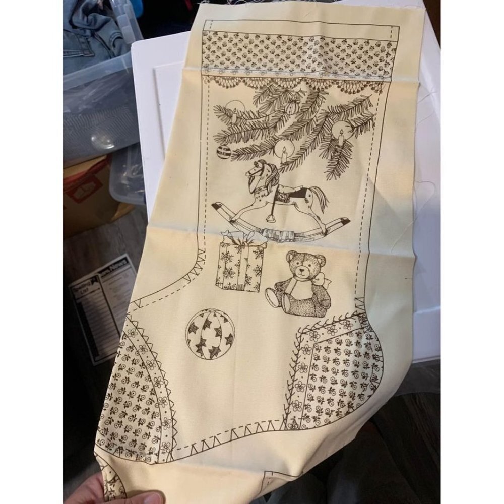 Vintage Cut & Sew Christmas Stocking Fabric PrePrinted